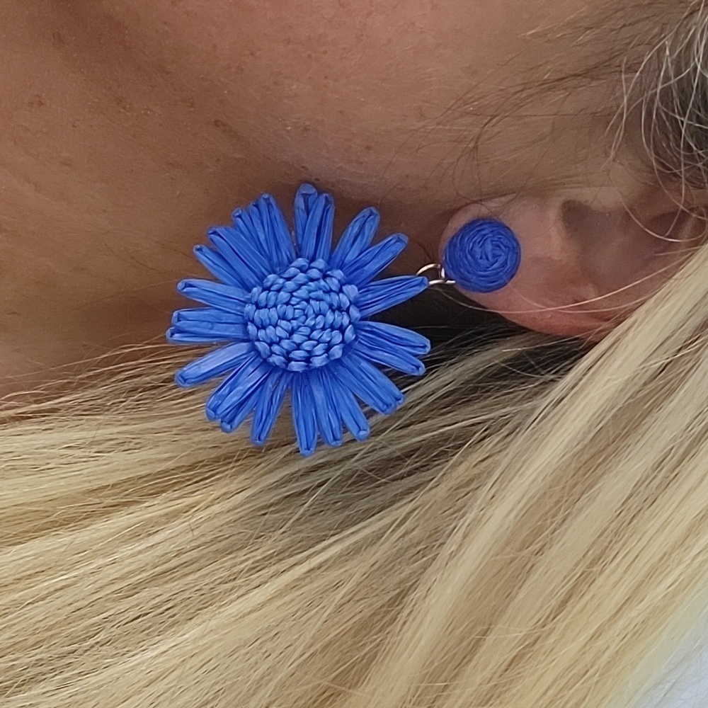 STRAW FLOWER RETRO DROP EARRINGS